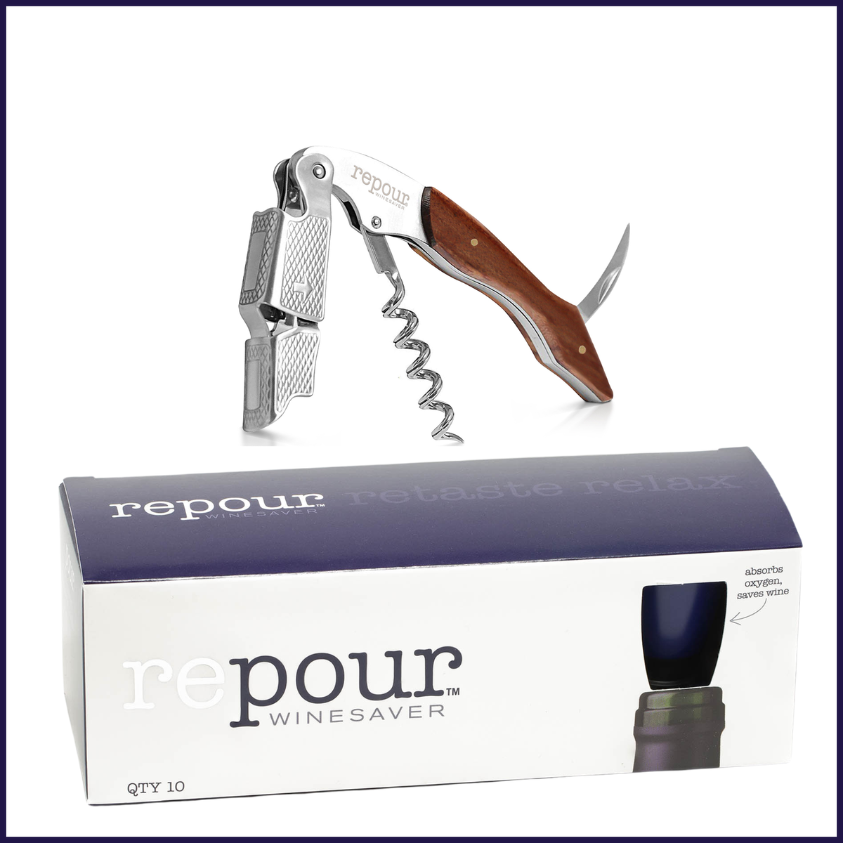 Wine Essentials Combo Pack – Premium Corkscrew & Repour 10-pack ...